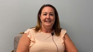 Screenshot of a female patient from a video review